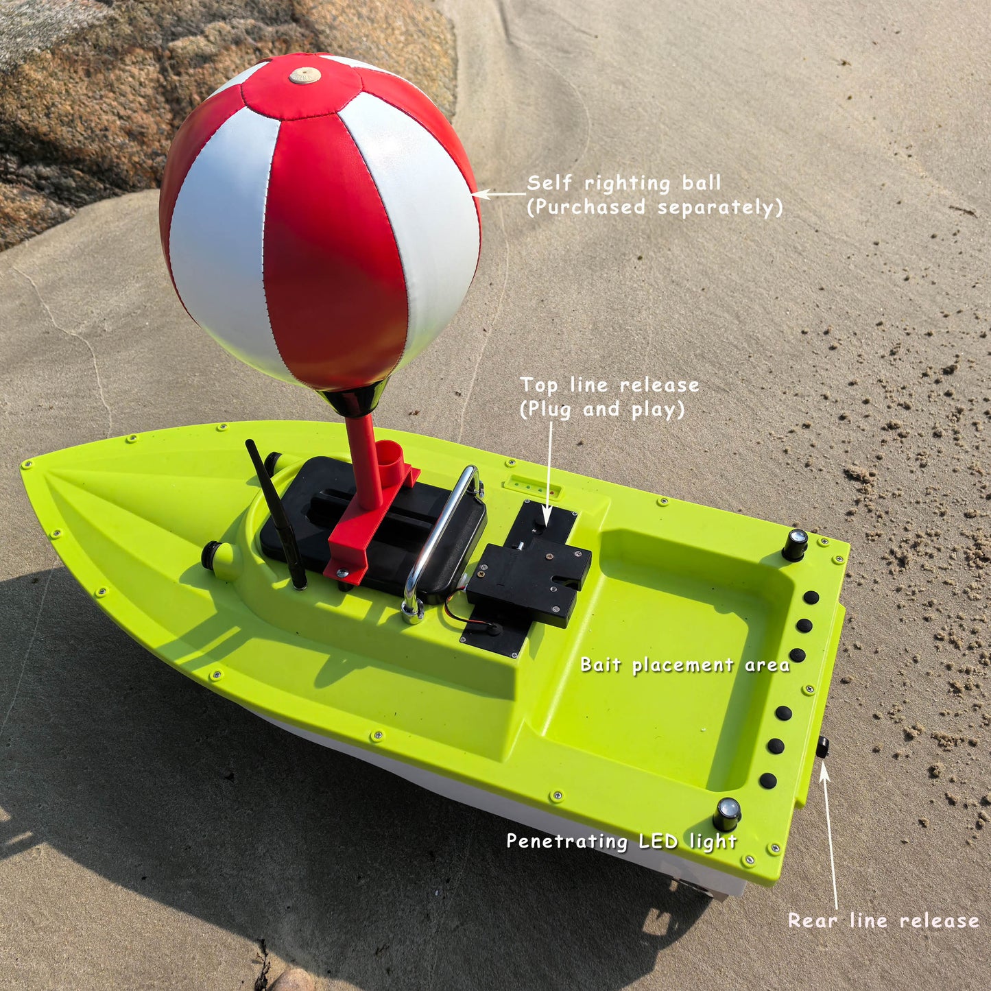 S80 Brushless Motor Super Speed Saltwater RC Fishing Bait Boat con GPS per la pesca in mare con 2 sganciatori di linea, 2 batterie da 10.000 mAh, IP 66 impermeabile, portata 500 M, 5 metri/secondo