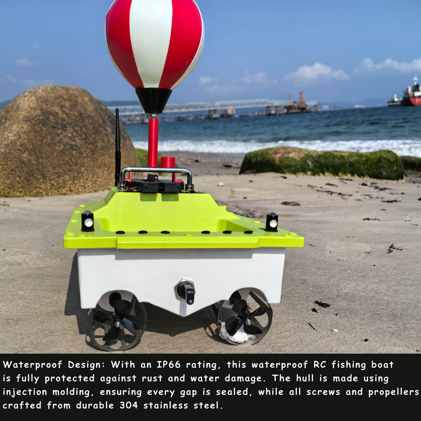S80 Brushless Motor Super Speed Saltwater RC Fishing Bait Boat con GPS per la pesca in mare con 2 sganciatori di linea, 2 batterie da 10.000 mAh, IP 66 impermeabile, portata 500 M, 5 metri/secondo