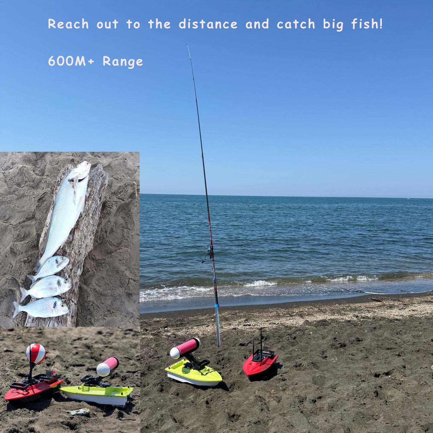 S80 Brushless Motor Super Speed Saltwater RC Fishing Bait Boat con GPS per la pesca in mare con 2 sganciatori di linea, 2 batterie da 10.000 mAh, IP 66 impermeabile, portata 500 M, 5 metri/secondo