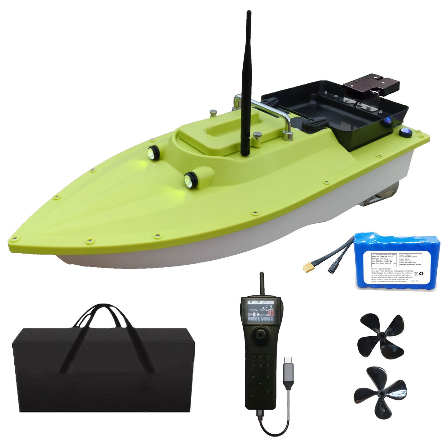 CRESEAPRODUCTS S80 Brushless Motor Super Speed Saltwater RC Fishing Bait Boat for Surf Fishing with 2 Line Releases,IP 66 Waterproof,500M Range,5 Meters/Second