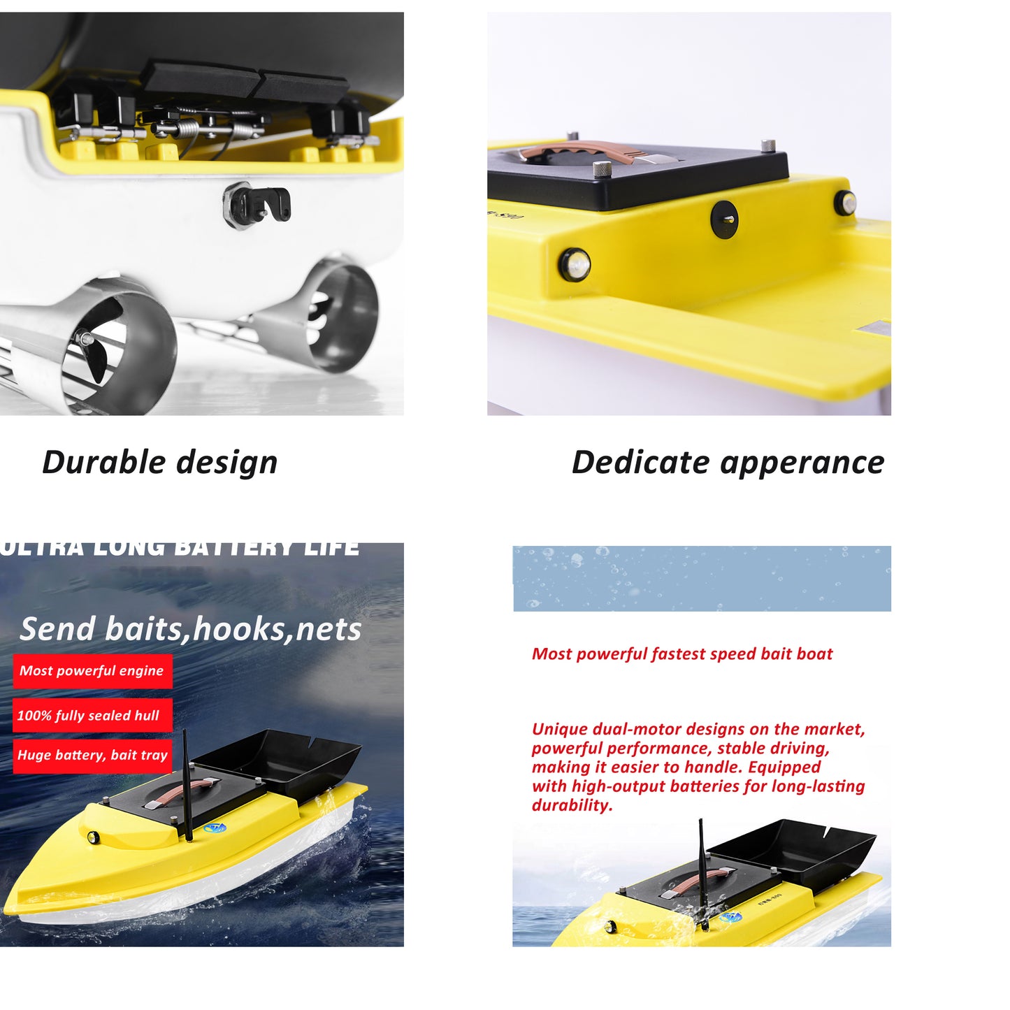 S90 12V Super Speed Surf Fishing Bait Boat with GPS Auto Return And Hook Release