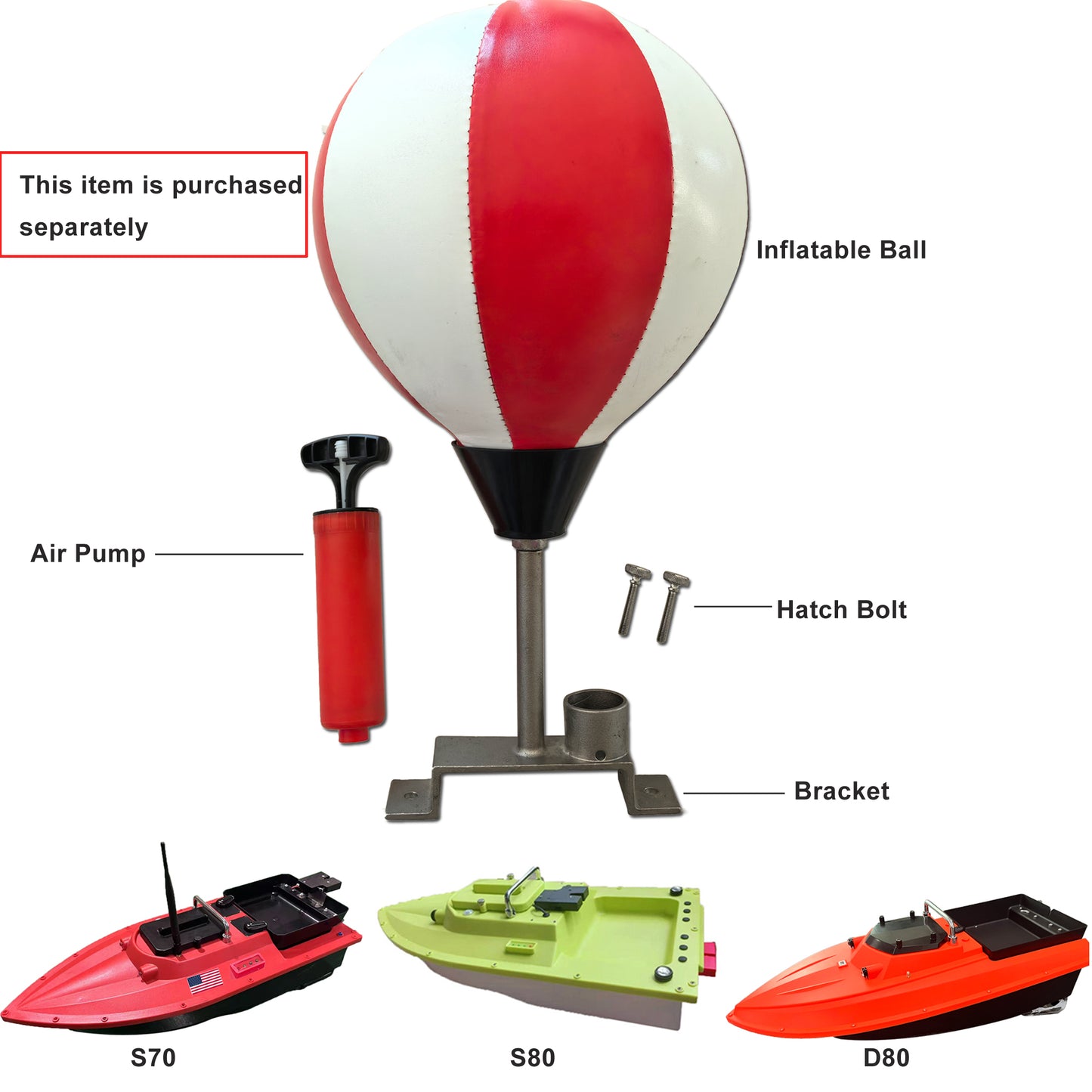 S80 Brushless Motor Super Speed Saltwater RC Fishing Bait Boat with GPS for Surf Fishing with 2 Line Releases,22,000mah Battery,IP 66 Waterproof,500M Range,5 Meters/Second