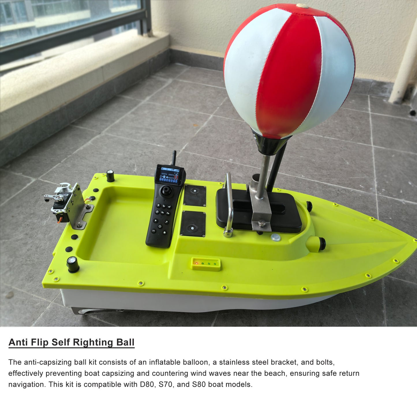S80 Brushless Motor Super Speed Saltwater RC Fishing Bait Boat with GPS for Surf Fishing with 2 Line Releases,22,000mah Battery,IP 66 Waterproof,500M Range,5 Meters/Second
