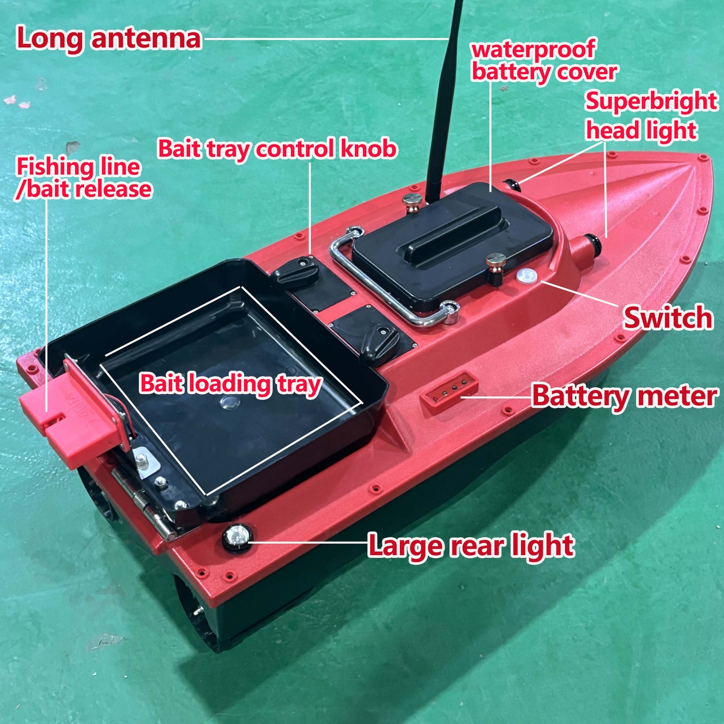 CRESEA PRODUCTS High Speed Waterproof RC Fishing Bait Boat for Surf Fishing Ocean Lake Fishing, 500M Range, 4.5KG Load, Cruise Control