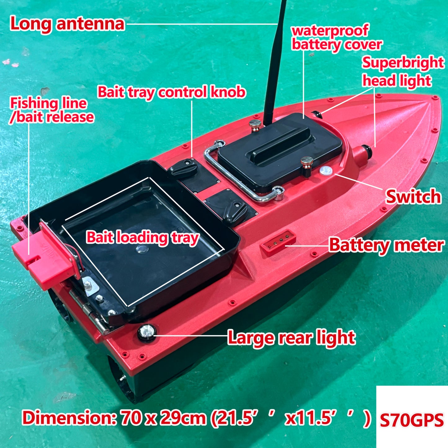 High Speed RC Fishing Bait Boat for Ocean Lake Fishing with GPS, 500M Range, 4.5KG Load, Cruise Control