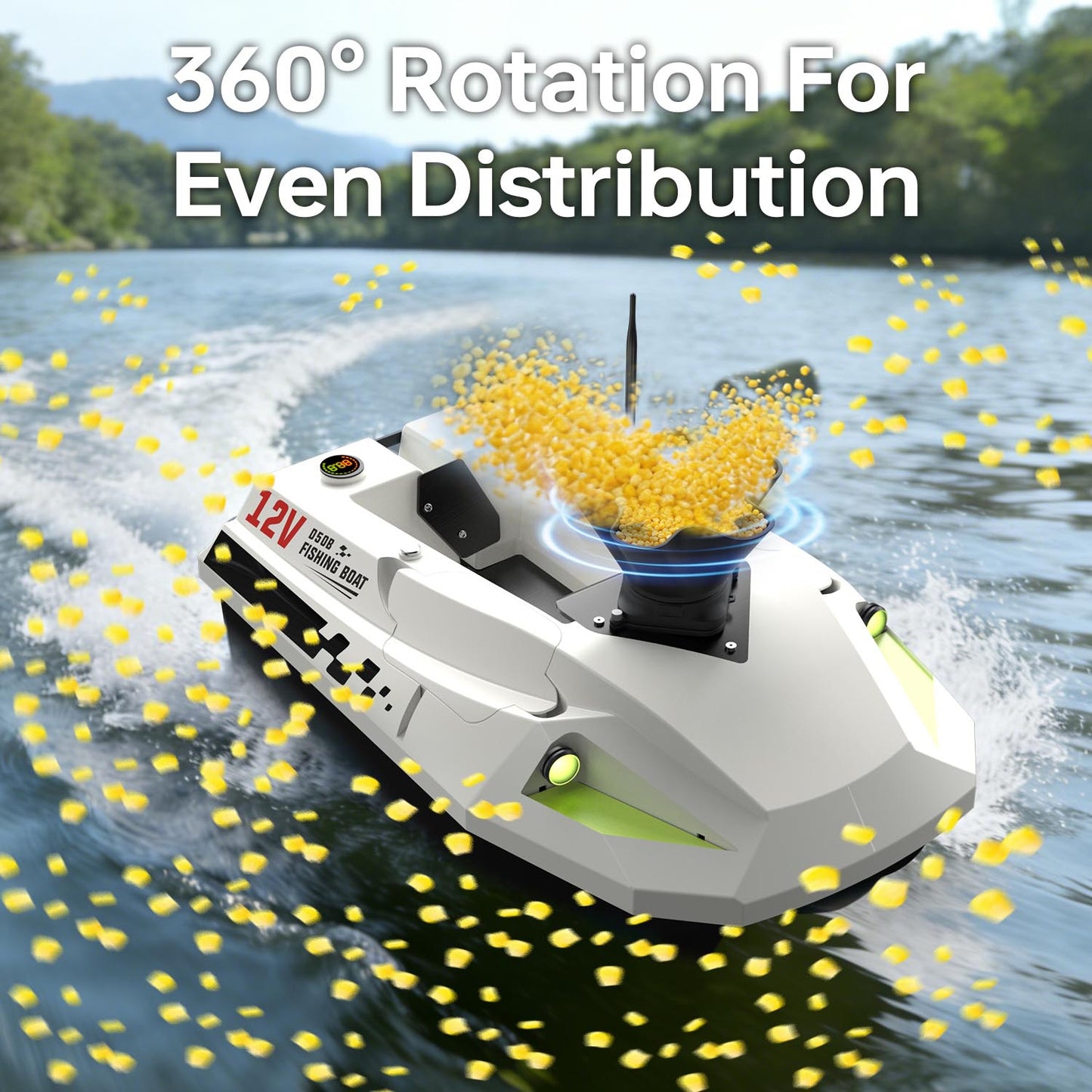 360 Degree Rechargeable Rotatable RC Bait Spreader for Fishing Bait Boats