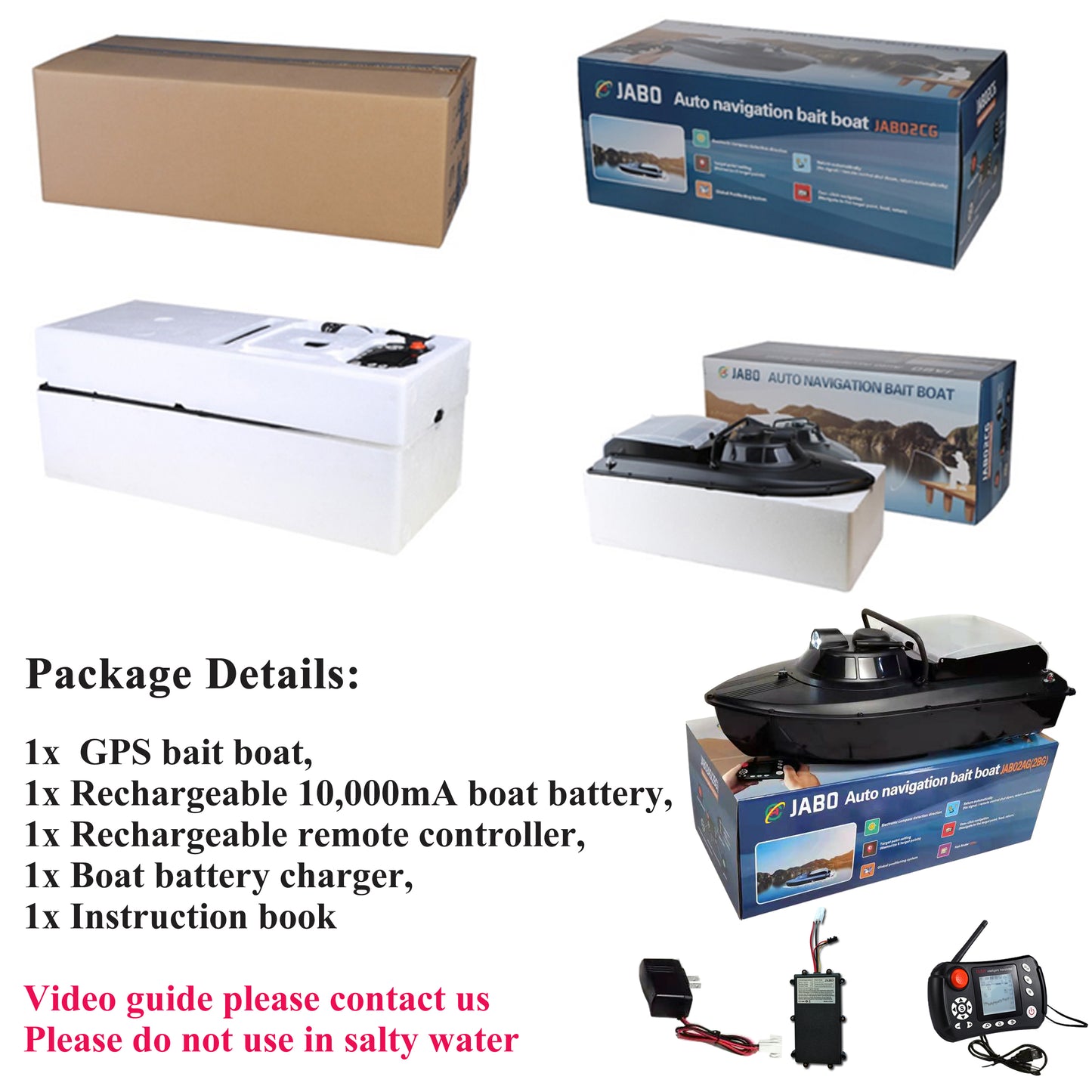 7.4V JABO2BG 2 in 1 Bait Boat with Fish Finder for Carp Fishing