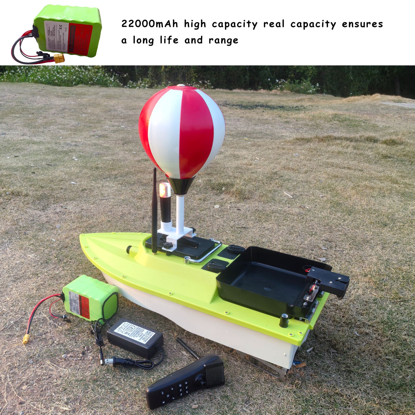 CRESEAPRODUCTS S80 Brushless Motor Super Speed Saltwater RC Fishing Bait Boat for Surf Fishing with 2 Bait Tray,IP 66 Waterproof,500M Range,5 Meters/Second