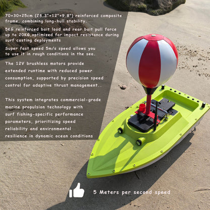 S80 Brushless Motor Super Speed ​​Saltwater RC Fishing Bait Boat con GPS per la pesca in mare con 2 sganciatori di linea, 2 batterie da 10.000 mAh, IP 66 impermeabile, portata 500 M, 5 metri/secondo 