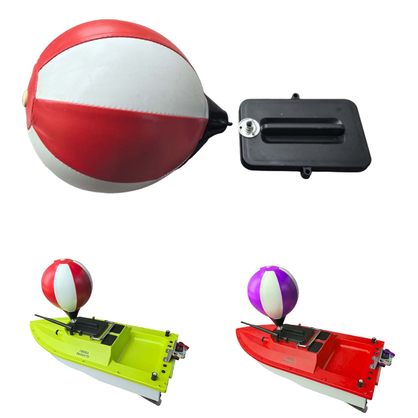 Fishing Bait Boat Inflatable Self-Righting Ball Kit 16x20cm,Anti Flip Ball Marker Buoys for S70 S80 RC Fishing Bait Boats,Waterproof Floating Ball with Bracket